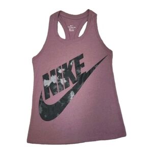 NWOT Nike Women's XS Mauve Racerback Tank with Black and Gray Logo and Swoosh